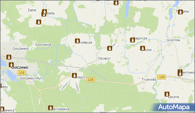 mapa Ościęcin, Ościęcin na mapie Targeo