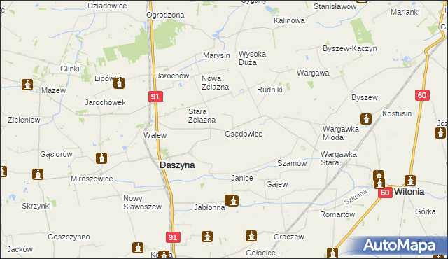 mapa Osędowice, Osędowice na mapie Targeo