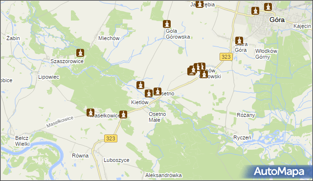 mapa Osetno gmina Góra, Osetno gmina Góra na mapie Targeo