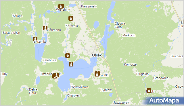 mapa Osiek powiat starogardzki, Osiek powiat starogardzki na mapie Targeo
