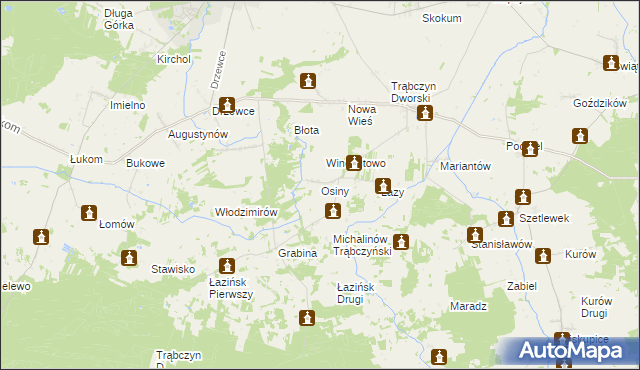 mapa Osiny gmina Zagórów, Osiny gmina Zagórów na mapie Targeo