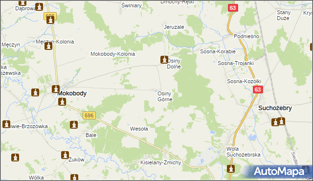 mapa Osiny Górne, Osiny Górne na mapie Targeo