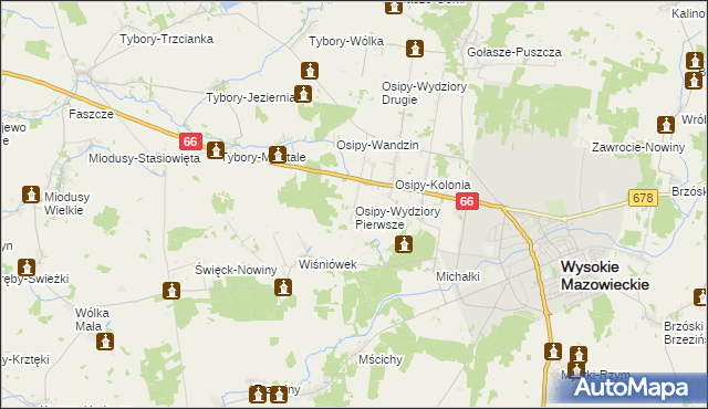 mapa Osipy-Wydziory Pierwsze, Osipy-Wydziory Pierwsze na mapie Targeo
