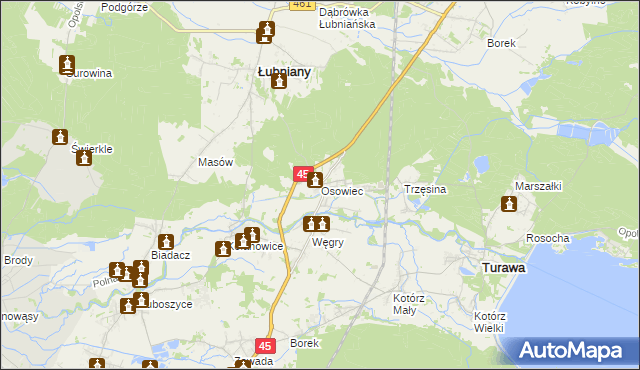 mapa Osowiec gmina Turawa, Osowiec gmina Turawa na mapie Targeo