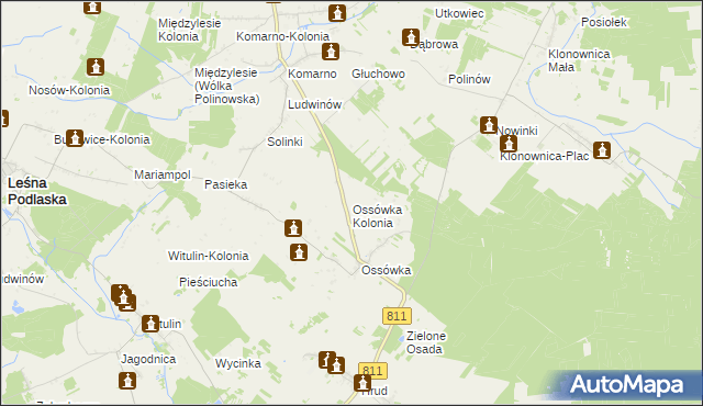 mapa Ossówka Kolonia, Ossówka Kolonia na mapie Targeo