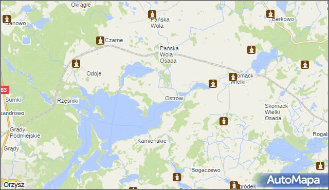 mapa Ostrów gmina Stare Juchy, Ostrów gmina Stare Juchy na mapie Targeo