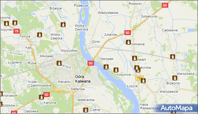 mapa Ostrówek gmina Karczew, Ostrówek gmina Karczew na mapie Targeo