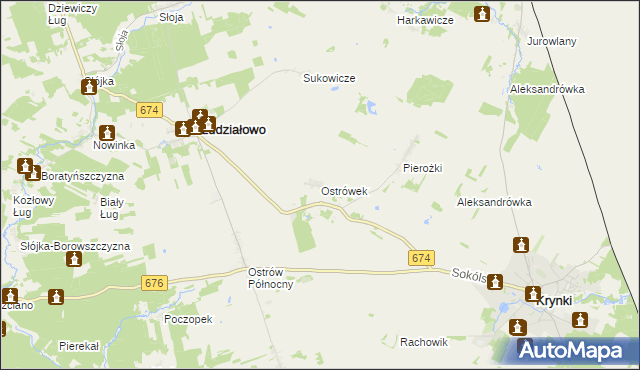 mapa Ostrówek gmina Szudziałowo, Ostrówek gmina Szudziałowo na mapie Targeo