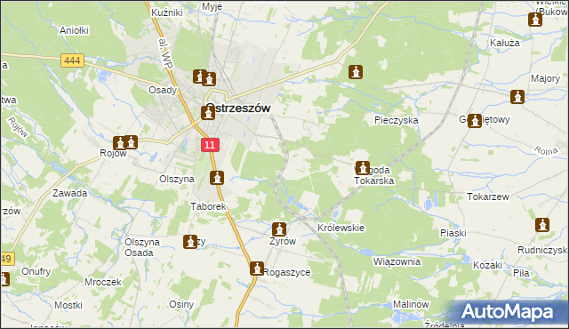 mapa Ostrzeszów-Pustkowie, Ostrzeszów-Pustkowie na mapie Targeo