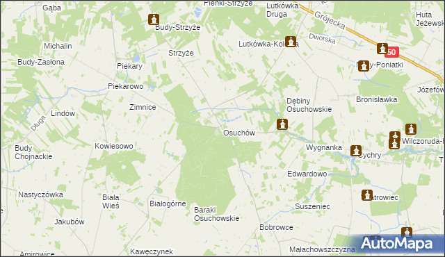 mapa Osuchów gmina Mszczonów, Osuchów gmina Mszczonów na mapie Targeo