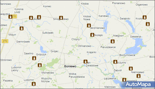 mapa Otmianowo, Otmianowo na mapie Targeo