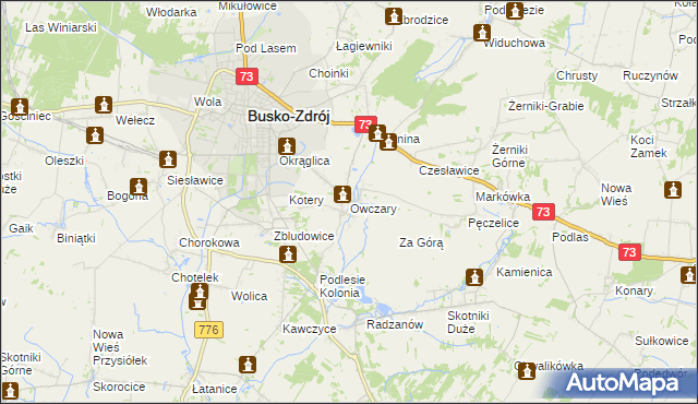 mapa Owczary gmina Busko-Zdrój, Owczary gmina Busko-Zdrój na mapie Targeo