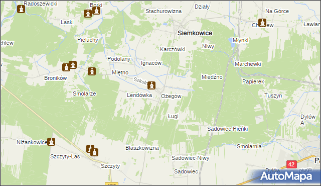 mapa Ożegów, Ożegów na mapie Targeo