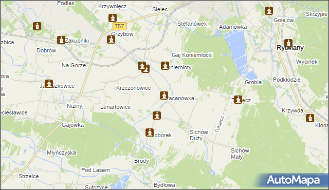 mapa Pacanówka, Pacanówka na mapie Targeo