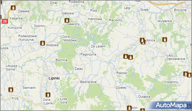 mapa Pagórek gmina Dębowiec, Pagórek gmina Dębowiec na mapie Targeo