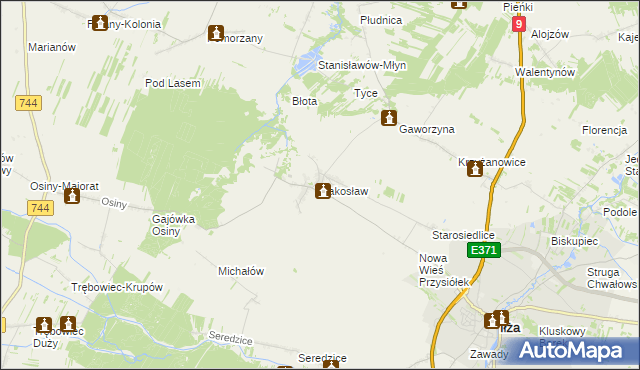 mapa Pakosław gmina Iłża, Pakosław gmina Iłża na mapie Targeo