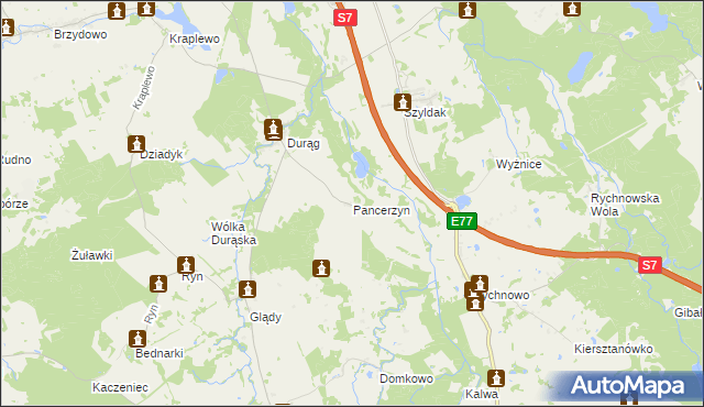 mapa Pancerzyn, Pancerzyn na mapie Targeo