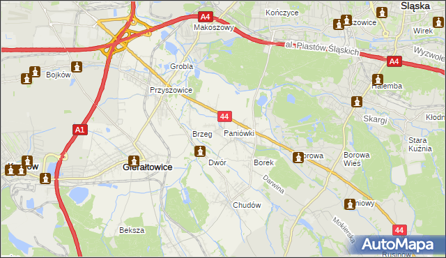 mapa Paniówki, Paniówki na mapie Targeo