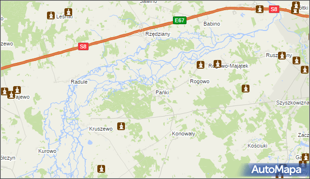 mapa Pańki gmina Choroszcz, Pańki gmina Choroszcz na mapie Targeo