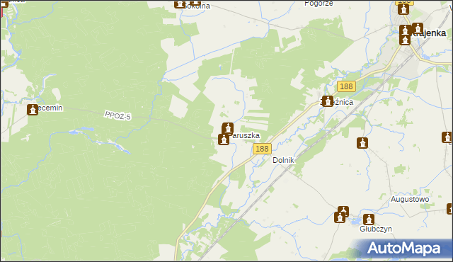 mapa Paruszka, Paruszka na mapie Targeo