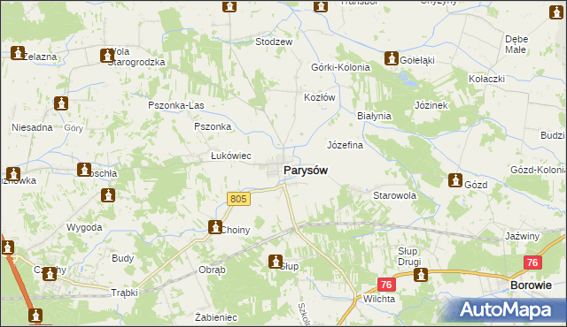 mapa Parysów, Parysów na mapie Targeo