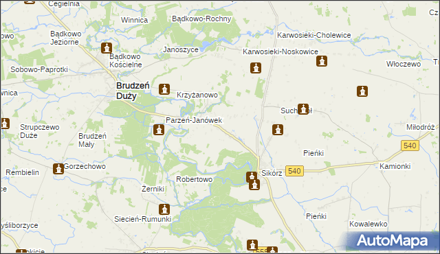mapa Parzeń, Parzeń na mapie Targeo