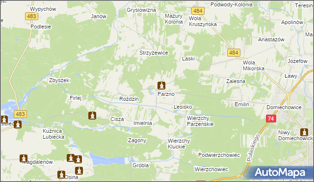 mapa Parzno, Parzno na mapie Targeo