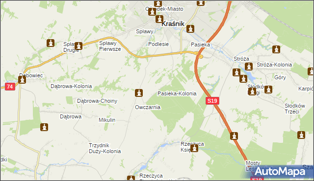 mapa Pasieka-Kolonia, Pasieka-Kolonia na mapie Targeo