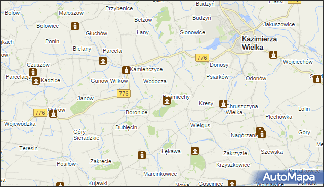 mapa Paśmiechy, Paśmiechy na mapie Targeo