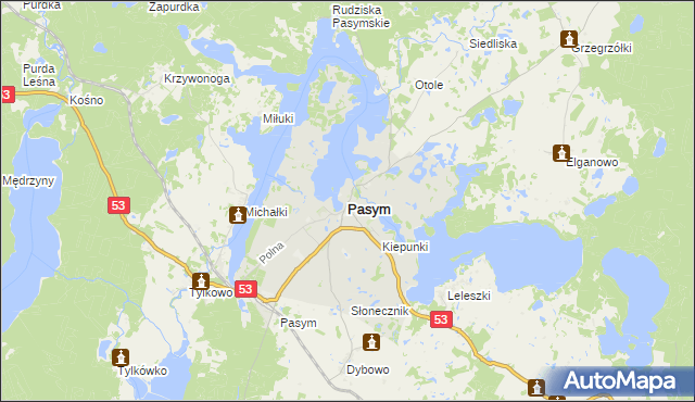 mapa Pasym powiat szczycieński, Pasym powiat szczycieński na mapie Targeo