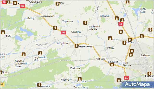 mapa Pawonków, Pawonków na mapie Targeo
