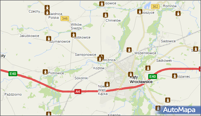 mapa Pełcznica, Pełcznica na mapie Targeo