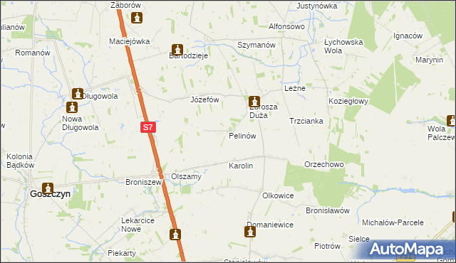 mapa Pelinów gmina Promna, Pelinów gmina Promna na mapie Targeo