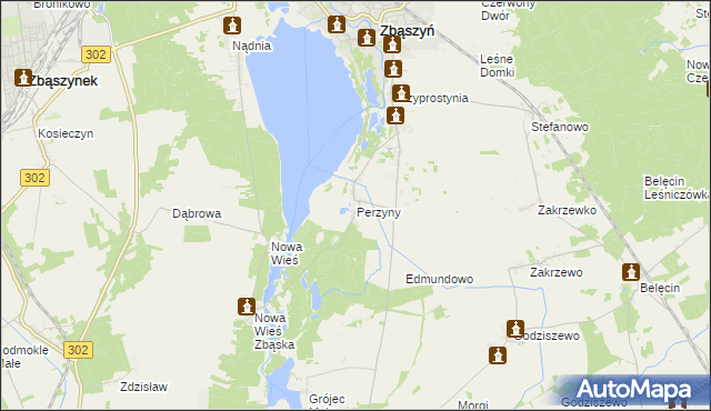mapa Perzyny gmina Zbąszyń, Perzyny gmina Zbąszyń na mapie Targeo