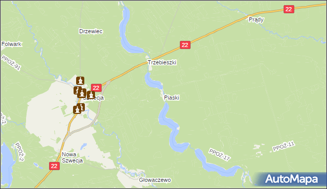 mapa Piaski gmina Jastrowie, Piaski gmina Jastrowie na mapie Targeo