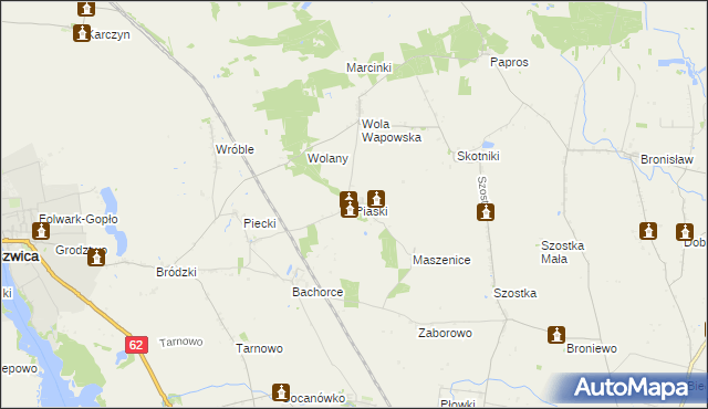 mapa Piaski gmina Kruszwica, Piaski gmina Kruszwica na mapie Targeo