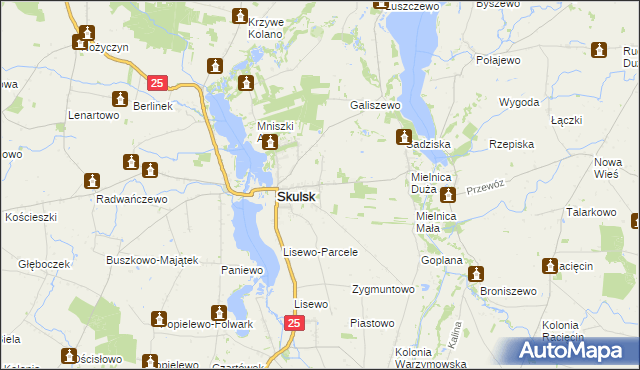 mapa Piaski gmina Skulsk, Piaski gmina Skulsk na mapie Targeo