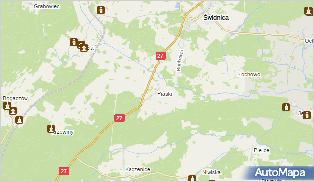 mapa Piaski gmina Świdnica, Piaski gmina Świdnica na mapie Targeo