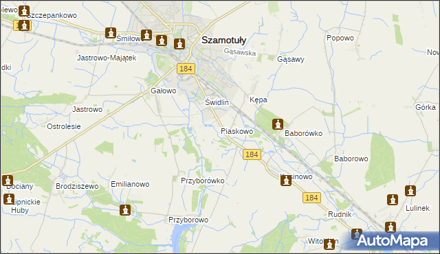 mapa Piaskowo gmina Szamotuły, Piaskowo gmina Szamotuły na mapie Targeo