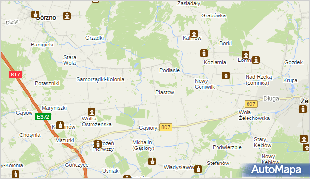 mapa Piastów gmina Żelechów, Piastów gmina Żelechów na mapie Targeo
