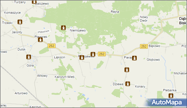 mapa Pieczyska gmina Dąbrowa Biskupia, Pieczyska gmina Dąbrowa Biskupia na mapie Targeo