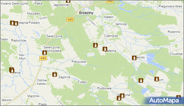 mapa Pieczyska Leśniczówka, Pieczyska Leśniczówka na mapie Targeo