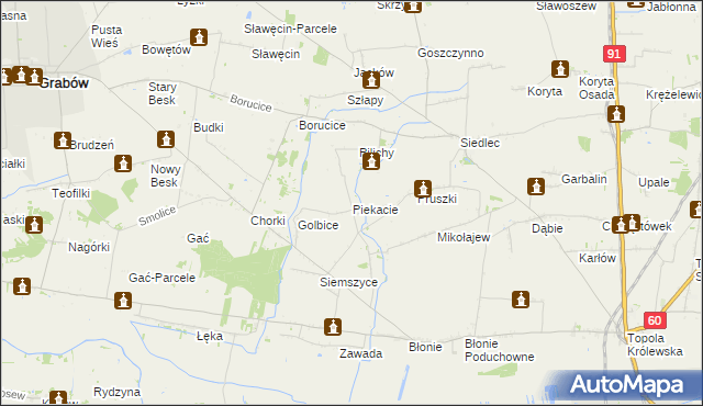 mapa Piekacie, Piekacie na mapie Targeo