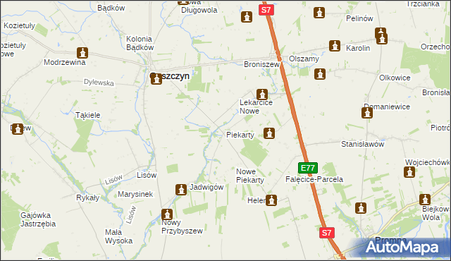 mapa Piekarty, Piekarty na mapie Targeo