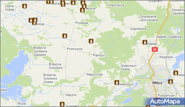 mapa Piękocin, Piękocin na mapie Targeo