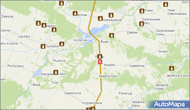 mapa Pieńki gmina Iłża, Pieńki gmina Iłża na mapie Targeo