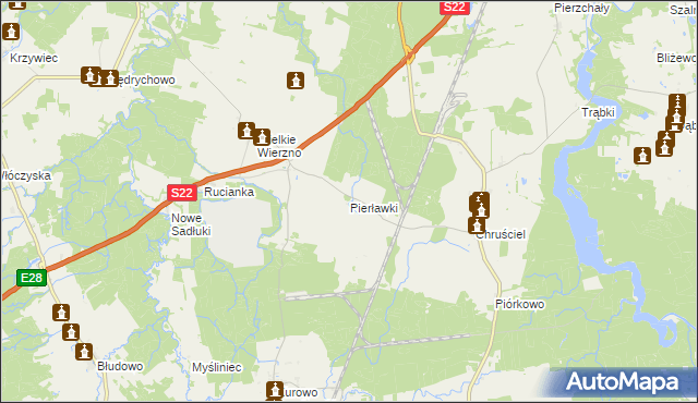 mapa Pierławki gmina Płoskinia, Pierławki gmina Płoskinia na mapie Targeo