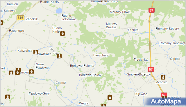 mapa Pierzchały gmina Czernice Borowe, Pierzchały gmina Czernice Borowe na mapie Targeo