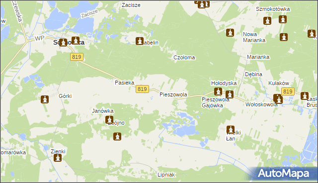 mapa Pieszowola, Pieszowola na mapie Targeo