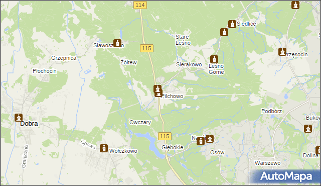 mapa Pilchowo, Pilchowo na mapie Targeo